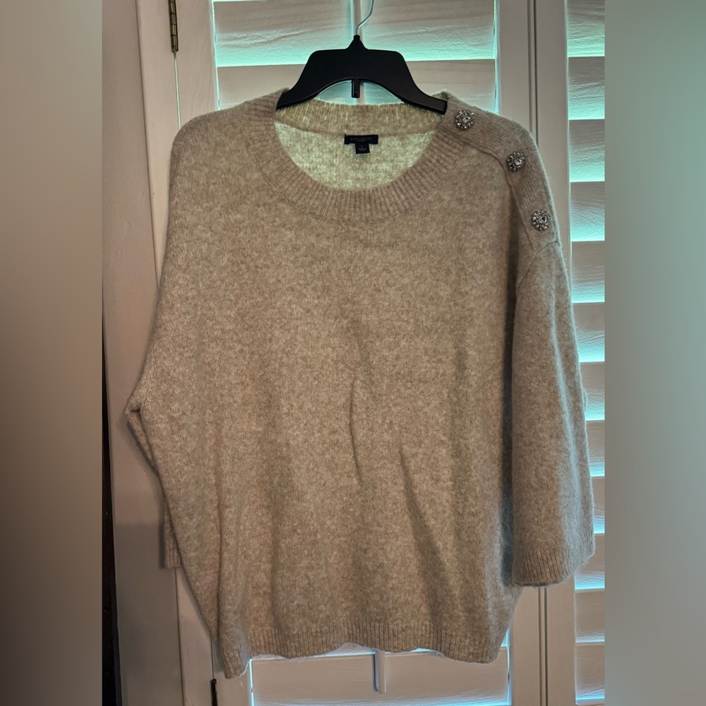 Ann Taylor Cream Sweater with Button Accents